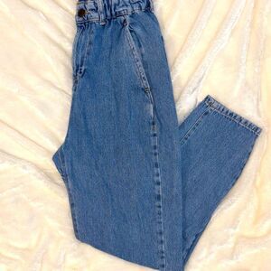 Zara High Rise Baggy Paper Bag Blue Jeans EUC